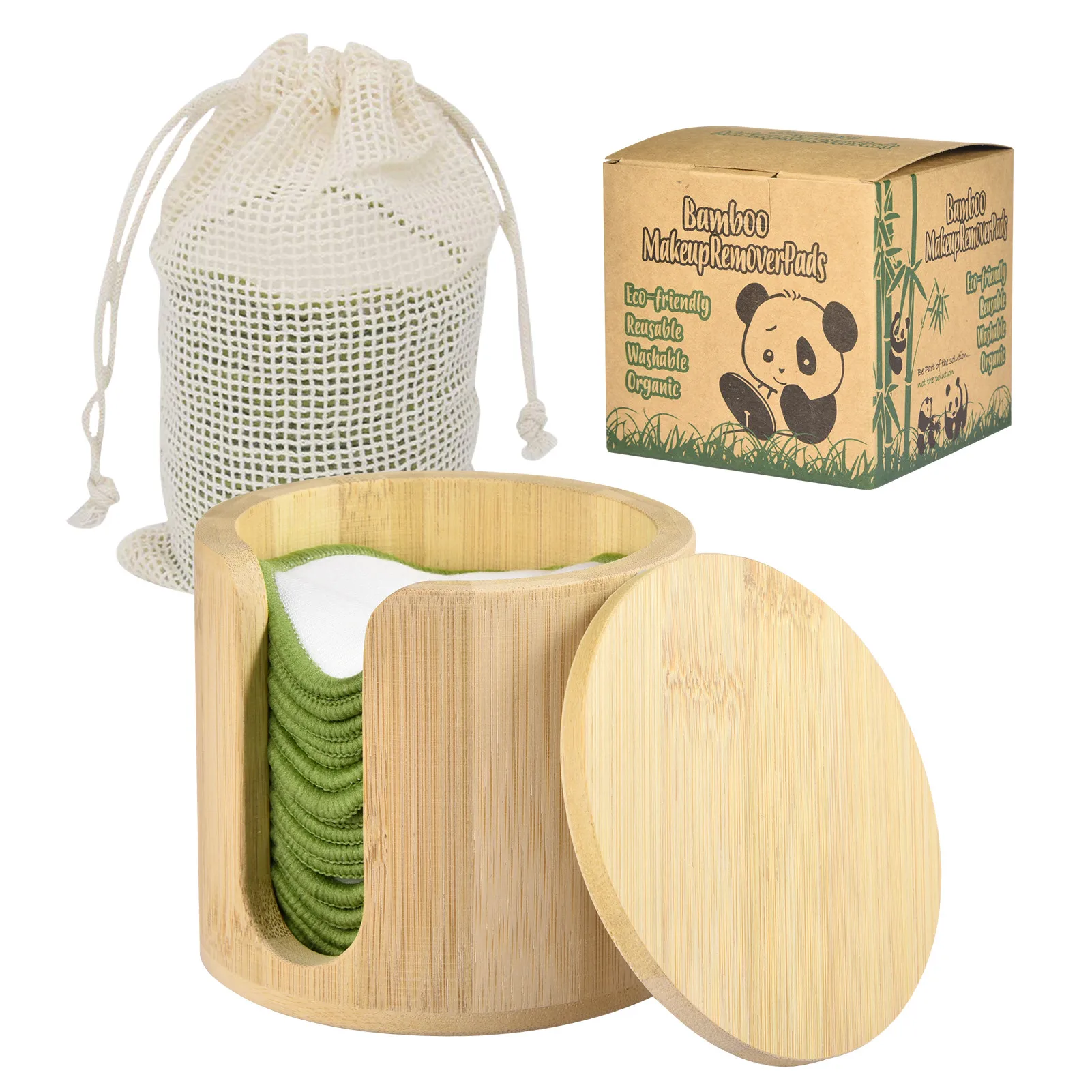 16 шт. многоразовые ватные диски для снятия макияжа с мешком или бамбуковой