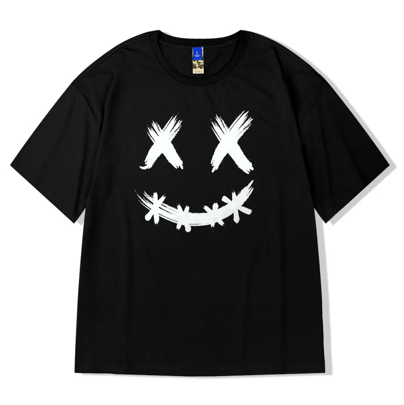 

European popular logo fat hip-hop loose short sleeve T-shirt male fashion youth large men's fashion 8XL