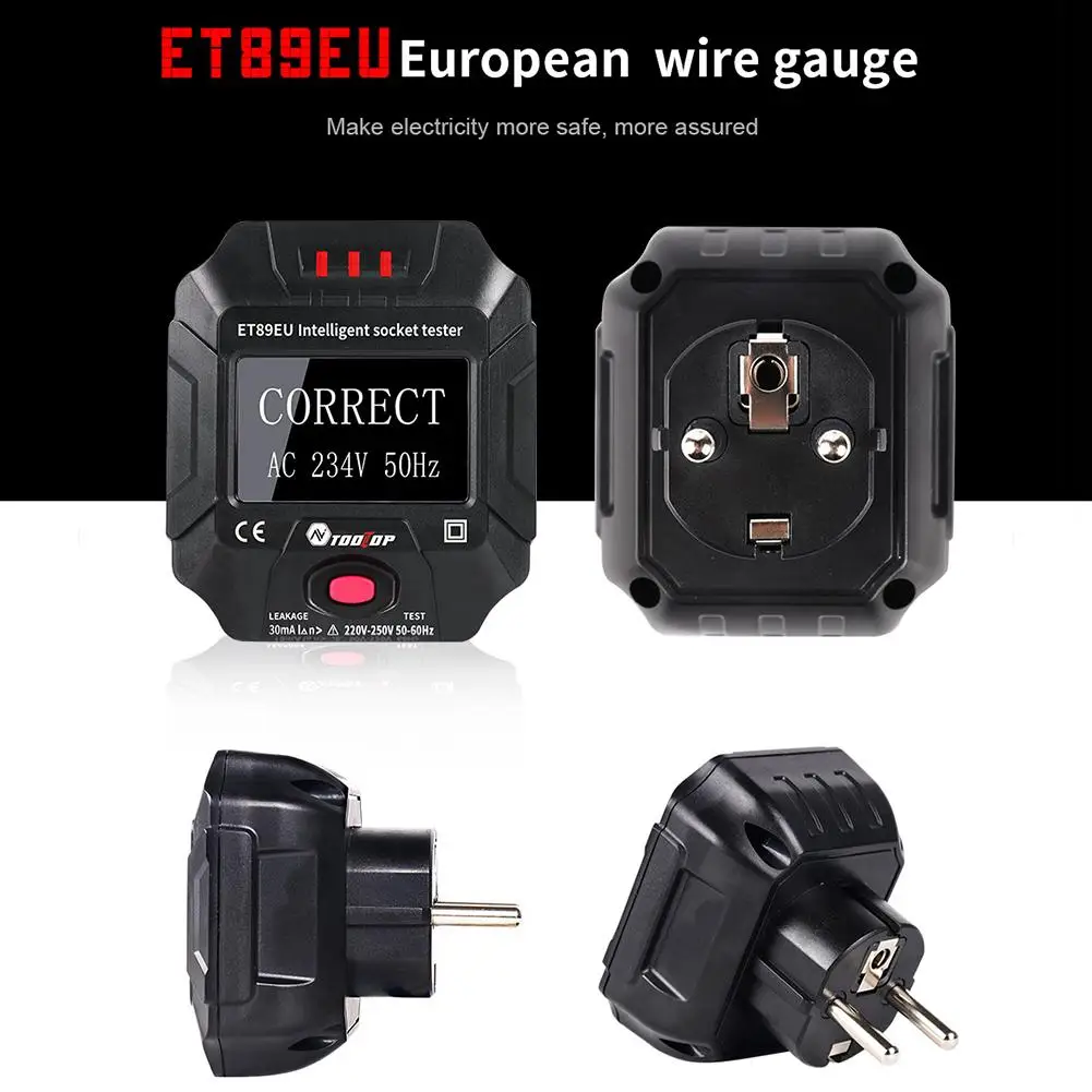 ET89EU ET89US интеллектуальный тестер розетки с ЖК дисплеем детектор напряжения для