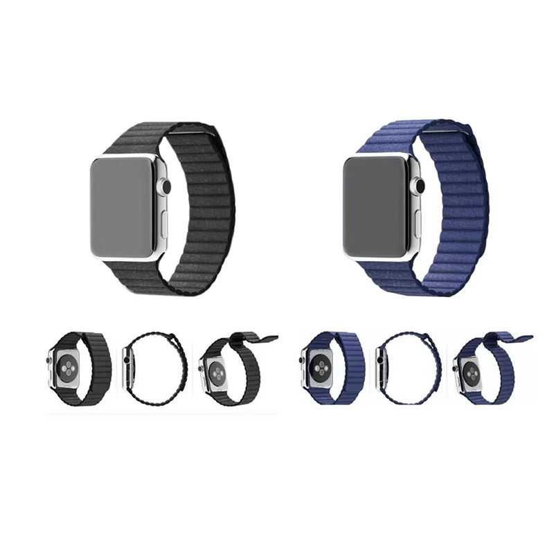 2 шт регулируемый магнитный кожаный ремешок петля для Apple Watch браслет застежка 42 44