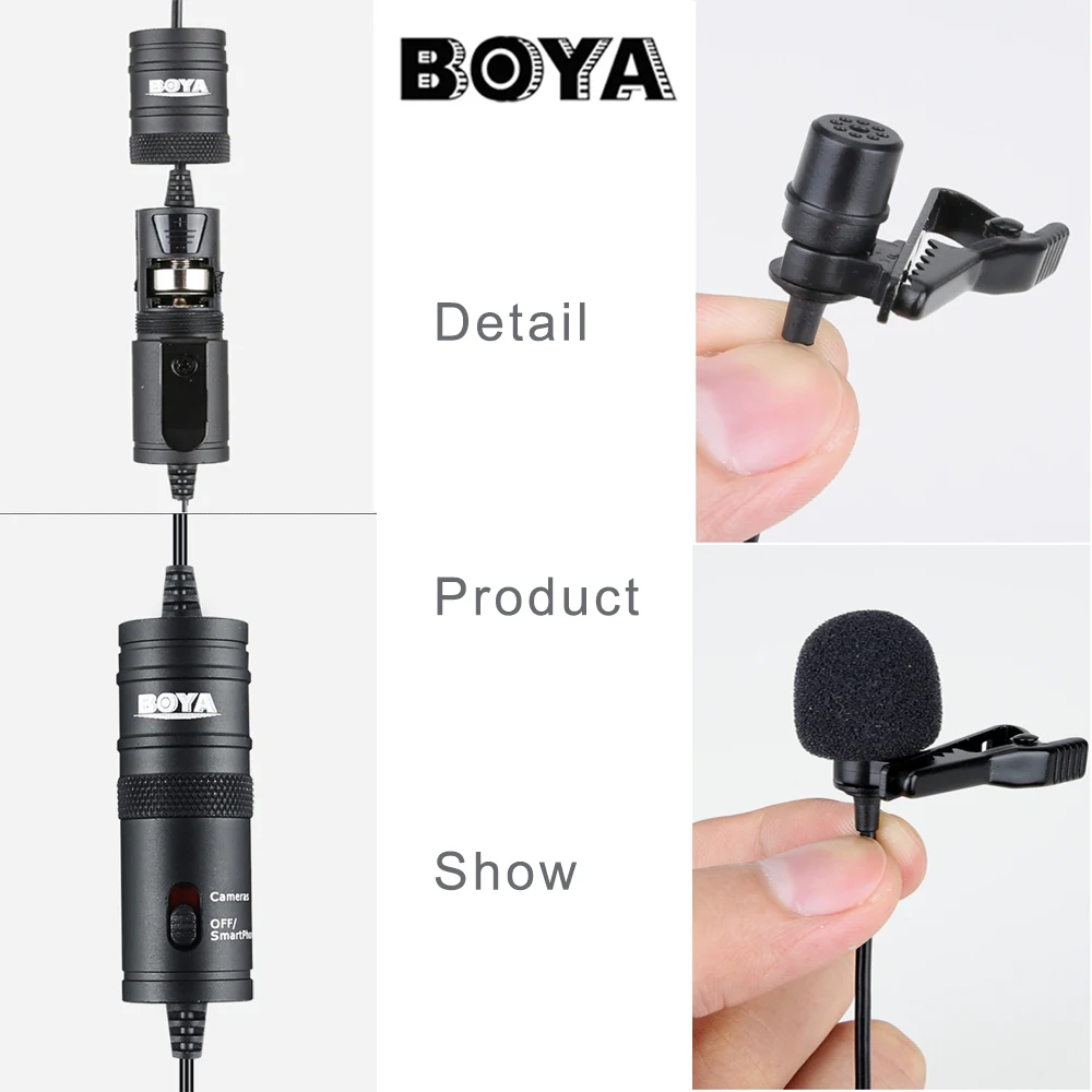 

BOYA BY-M1 Pro Lavalier Microphone -10dB Monitor 6m Mic for iPhone HUAWEI OPPO VIVO XIAOMI Smartphone PC Camera Audio Recorder