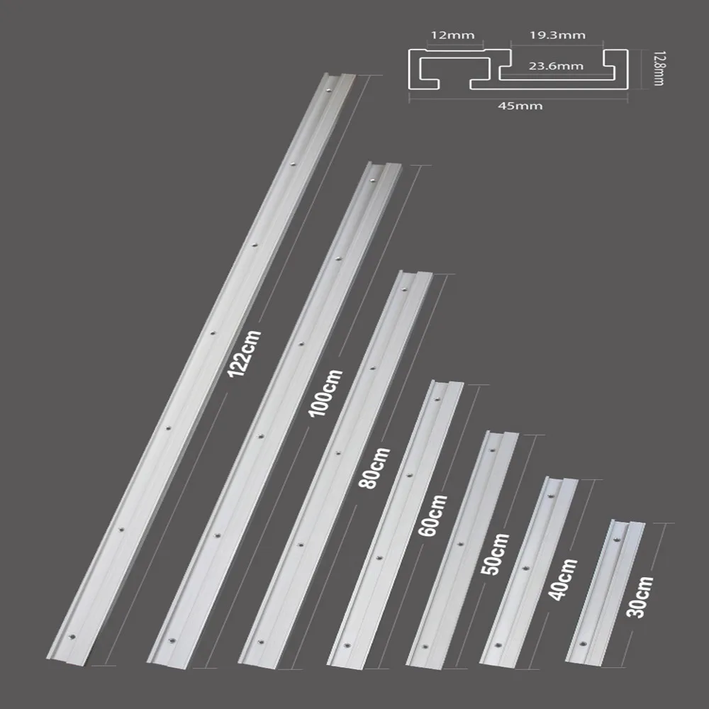 

300-1220 мм Деревообработка 45 Тип Т-образными пазами дорожка Алюминий сплав Т-образная дорожка торцовочный трек слот для деревообработки верст...