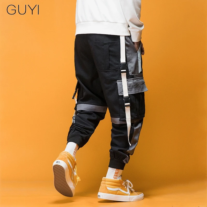 Брюки-карго мужские с карманами спортивные штаны в стиле пэчворк рубчик