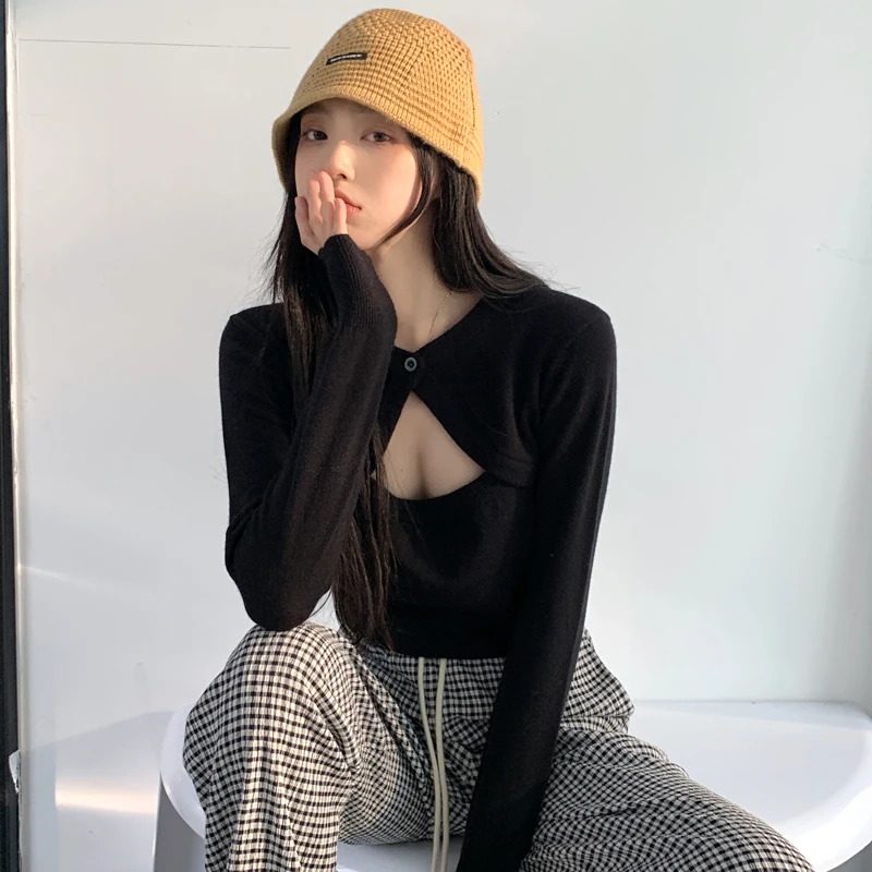 

2Colors Women Pullovers knitted Sweater Autumn and winter French style Hollow Out Sexy Sweaters and pullovers womens 2021 (C3310