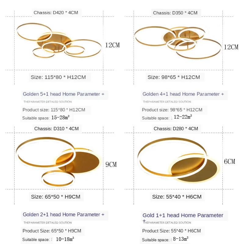 

Modern living room round LED ceiling lamp golden bedroom chandelier restaurant lamp hotel lighting factory direct sales