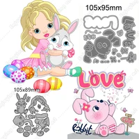 stamps and dies new metal cutting dies easter bunny rabbits and cute girl stencils for scrapbooking christmas card birthday card