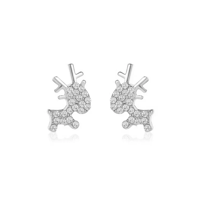 

Korean Simple Deer Earrings For Women Gold Zircon Stainless Steel Temperament Ladies Exquisite Earrings Cute Fashion Jewelry
