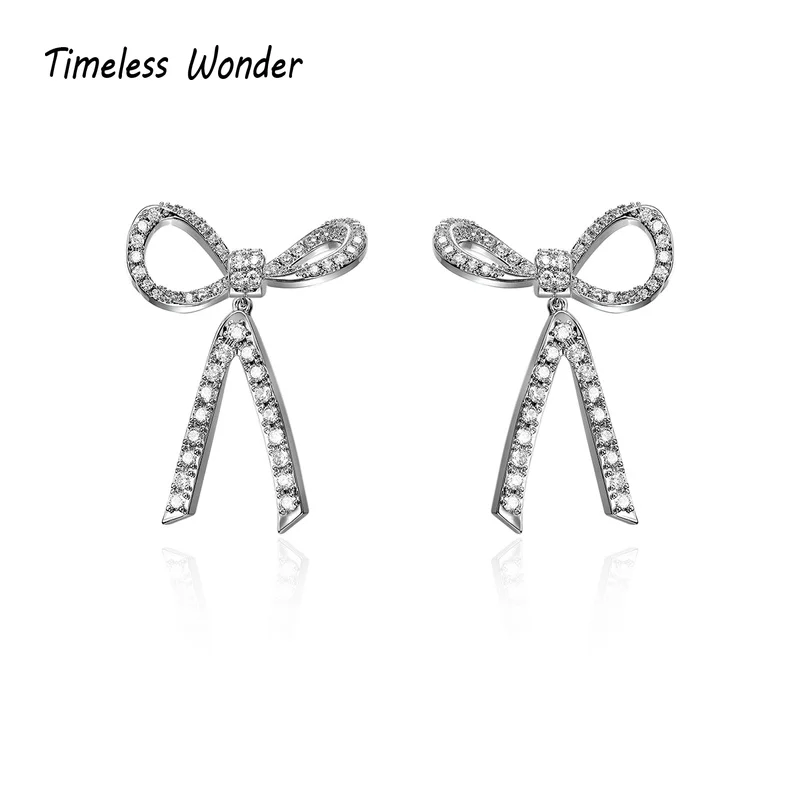 

Timeless Wonder Shiny Zirconia Bowknot Studs Earrings for Women Jewelry Gothic Gift Ins Egirl Emo Boho Classy Trendy Rare 7347