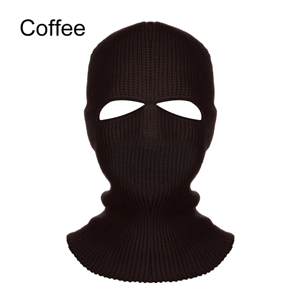 coffee Новая армейская тактическая маска с 3 отверстиями, маска для лица, лыжная маска, зимняя шапка, Балаклава, капюшон, мотоциклетный шлем, шлем для всего лица - Цвет: coffee