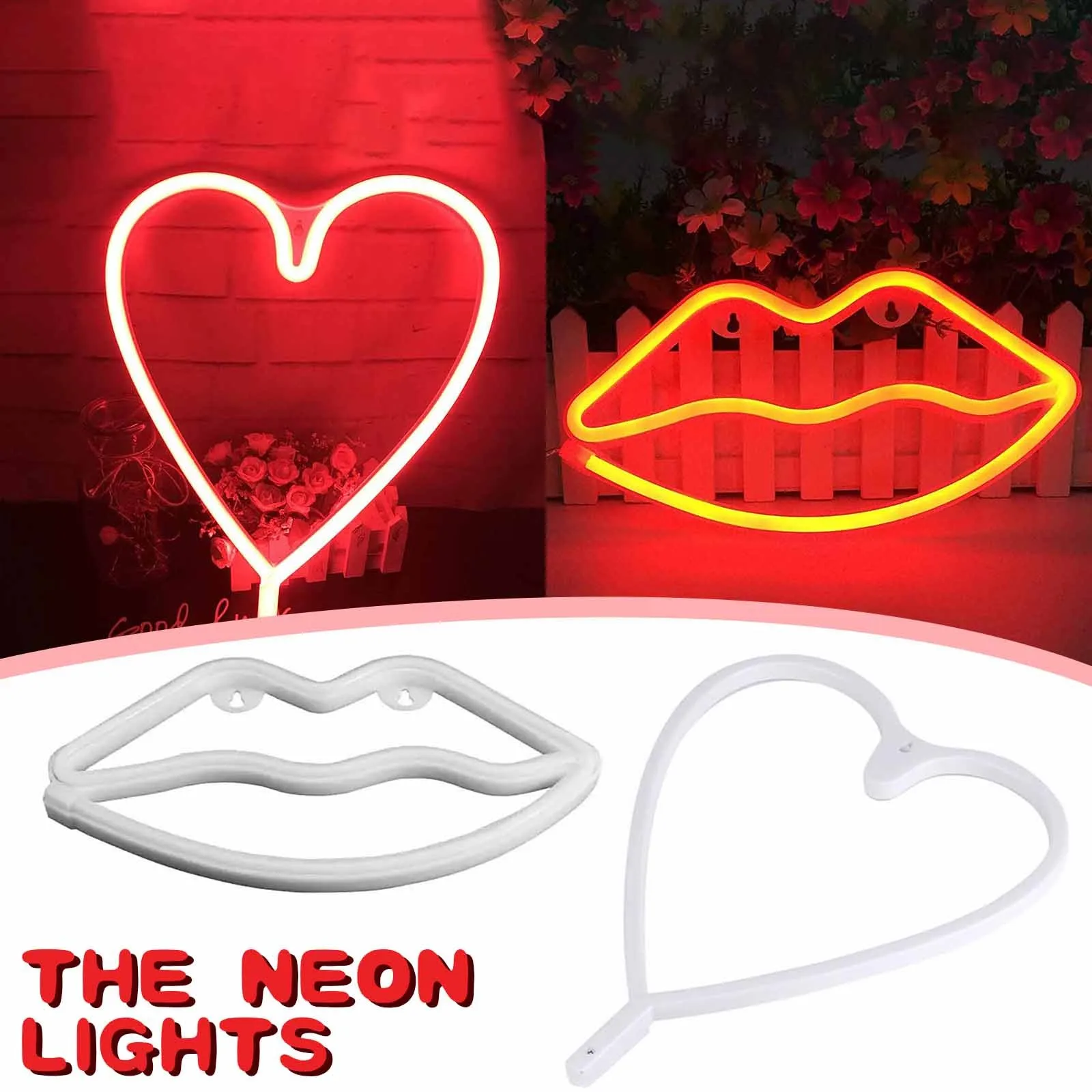 Светодиодная неоновая вывеска Ночной светильник с губами настенный