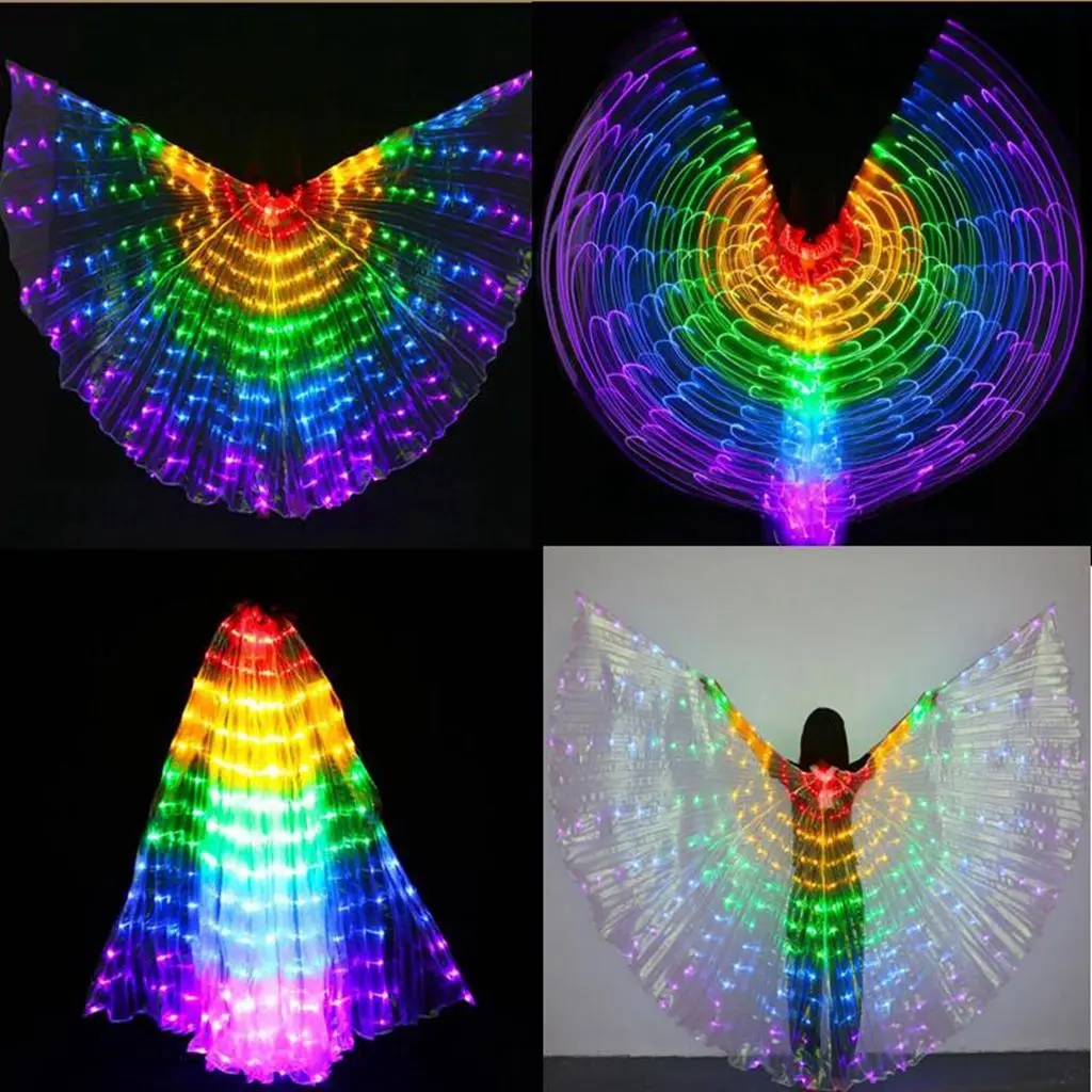 

6x Egypt LED Isis Belly Dancing Dance Costume Light Up Wing 360 Degree