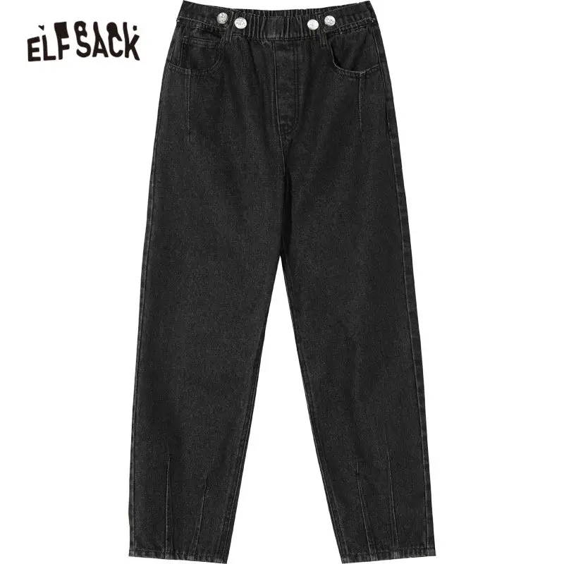 ELFSACK, женские повседневные джинсы с эластичной резинкой на талии, Новинка осени, корейская мода, Джинсы бойфренда, женские джинсовые штаны