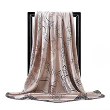 Bufanda de satén de seda con estampado para mujer, chales cuadrados grandes de marca de lujo a la moda de 90cmx90cm para la cabeza, de diferentes colores