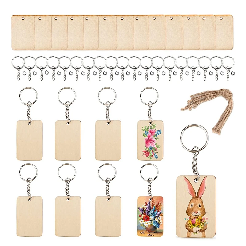 

Пустая деревянная цепочка для ключей, незавершенные деревянные детали, материалы для рукоделия, для рисования, проектов «сделай сам», домаш...