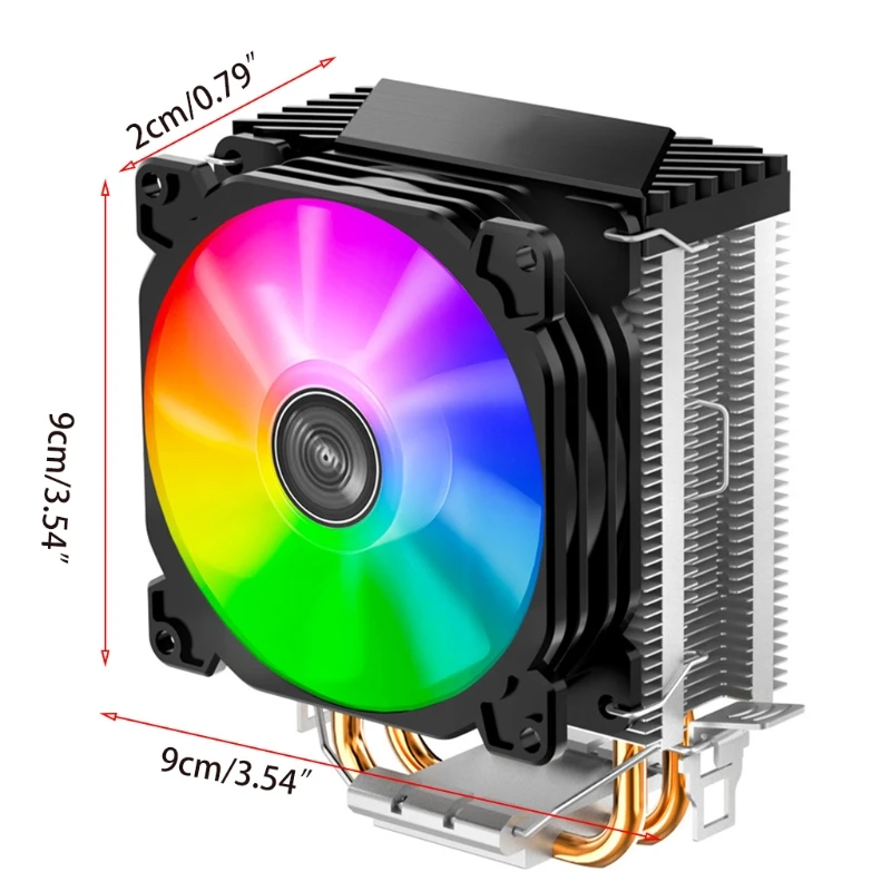 

CR1200 2 Heat Pipe Tower CPU Cooler RGB 3Pin Cooling Fans Heatsink 9cm color soft light fan PU Cooler Streamer radiator