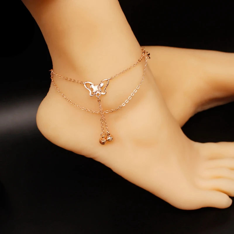 

Bells Charms Anklet Butterfly Sweet Chains Ankle For Women Foot Jewelry