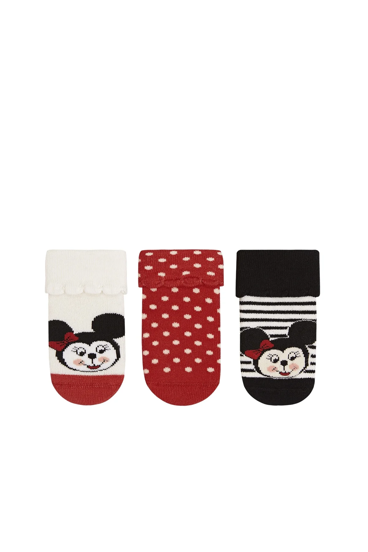 

Унисекс Детские Asorti 3'Lü посылка с принтом "Минни" база шесть анти-скользящий Печатный Полотенца носки