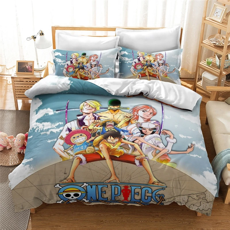 

3D One Piece Cartoon Duvet Cover Set Anime Monkey D. Luffy Printed Bedding Set Home Textile Twin Full Queen King Super King Size