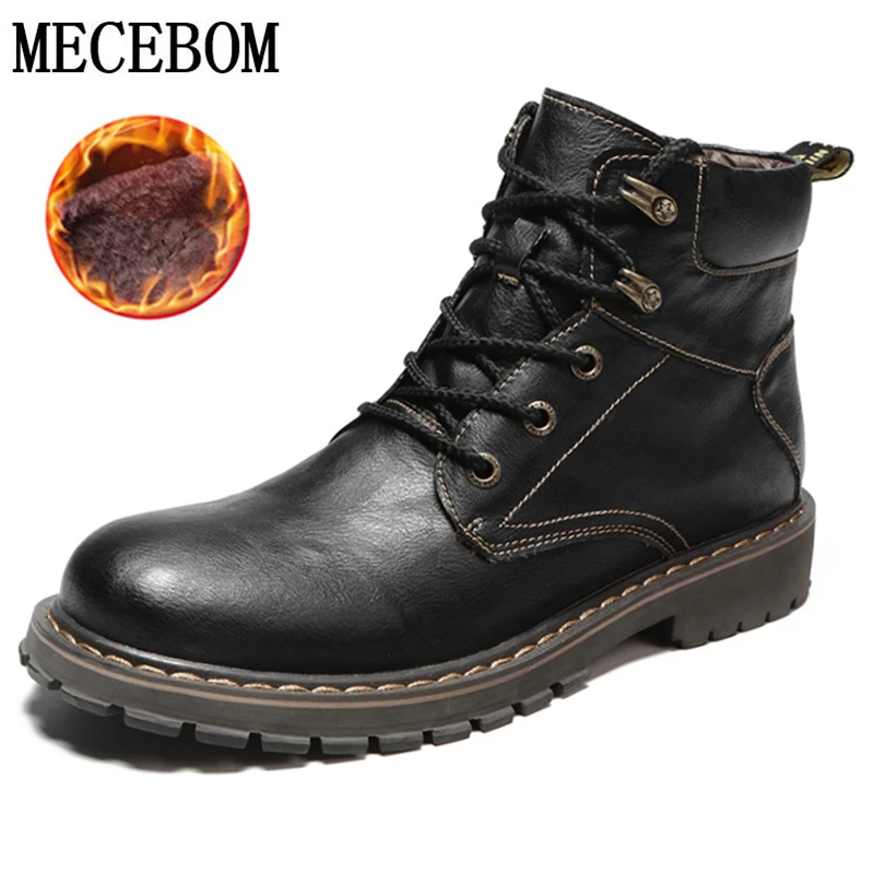 Мужские зимние ботинки Качественные кожаные рабочие ботильоны Теплые осенние на