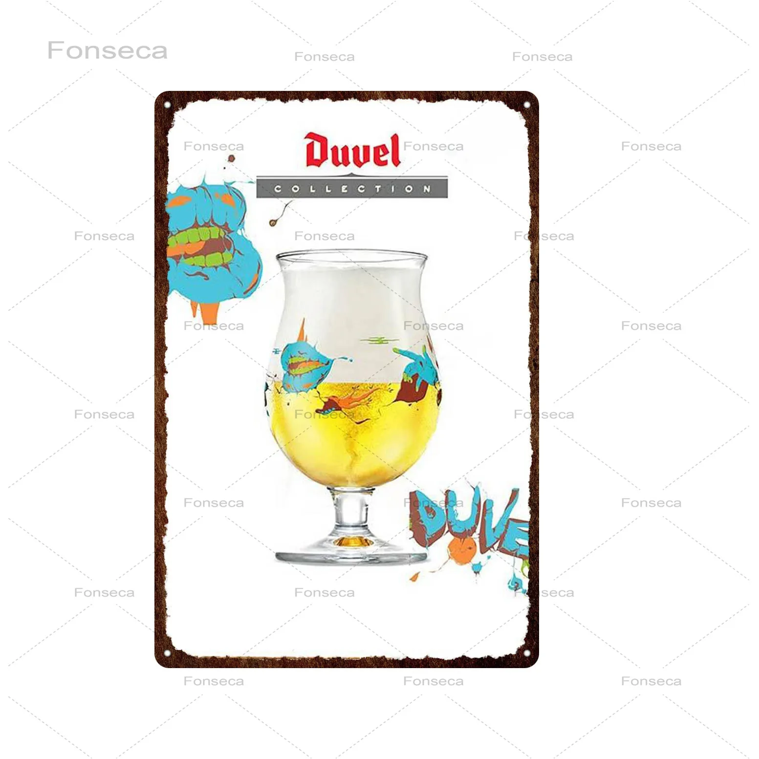 Винтажная декоративная металлическая табличка Duvel пиво оловянный знак бар паб