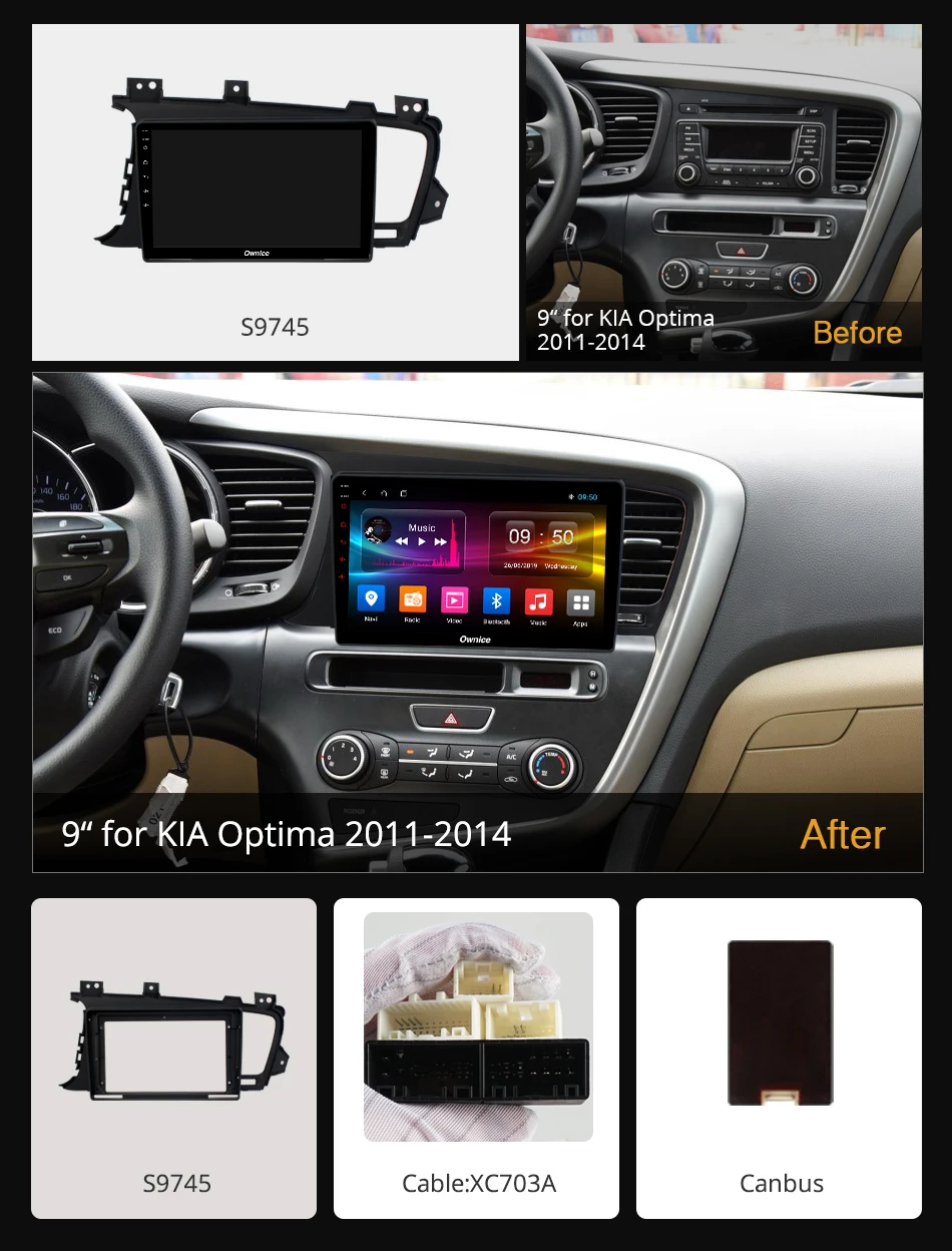 Автомобильный DVD плеер Ownice Восьмиядерный Android 9 0 K3 K5 K6 для Kia Optima 2011 2015 4G DSP GPS радио