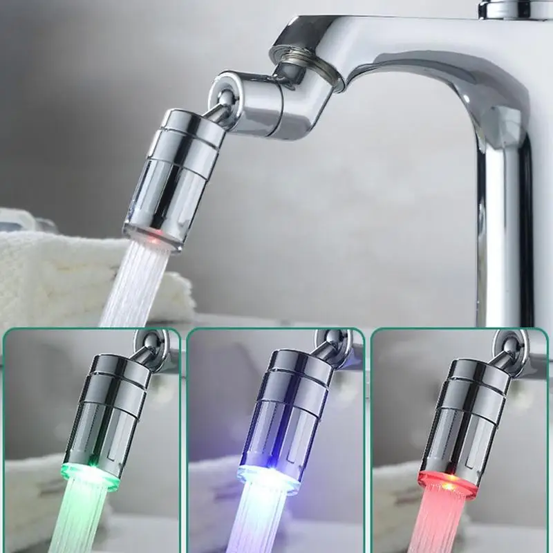 

720 Rotation LED Tap Aerator Universal Splash Proof Tap Saving Tap Bathroom Nozzle Water Faucet Swivel Kitchen Accessory Gargets