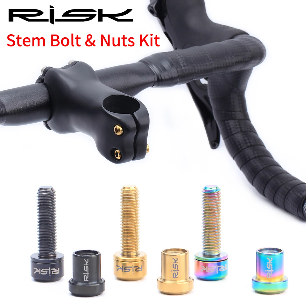 

2020 RISK Ti Titanium Screws Bolts for Bike Bicycle Carbon Stem Bolt With Washer m5x18mm Road Racing Bike Fork Lock Nut