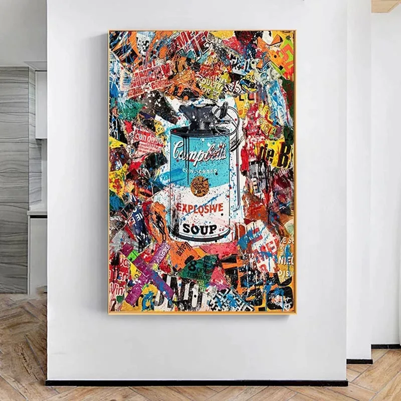 

Condensed Soup Graffiti Canvas Painting Posters and Prints Street Art Pictures Cuadros for Living Room Decoration No Frame