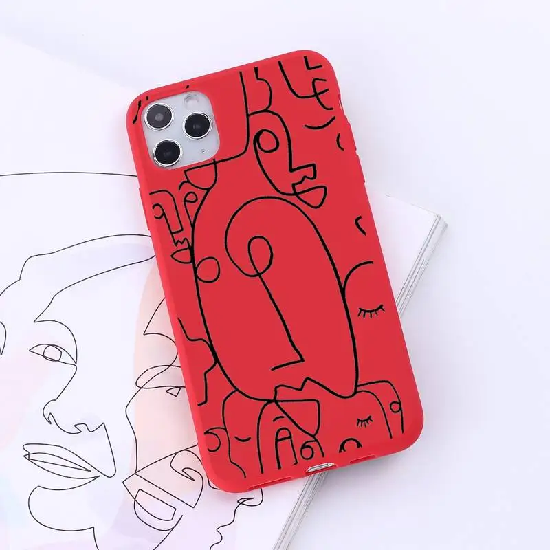 

Funny Face Abstract Cartoon Phone Case Red Candy Color for iPhone 6 7 8 11 12 s mini pro X XS XR MAX Plus
