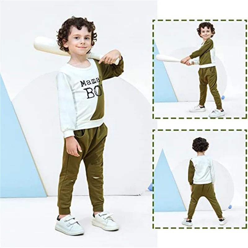 

Kids Baby Boy Clothes Letter Printing Long Sleeves Clothes Ripped Jeans 2Pcs Set Spring Boy Clothing Fashion Boy Sports Outfit