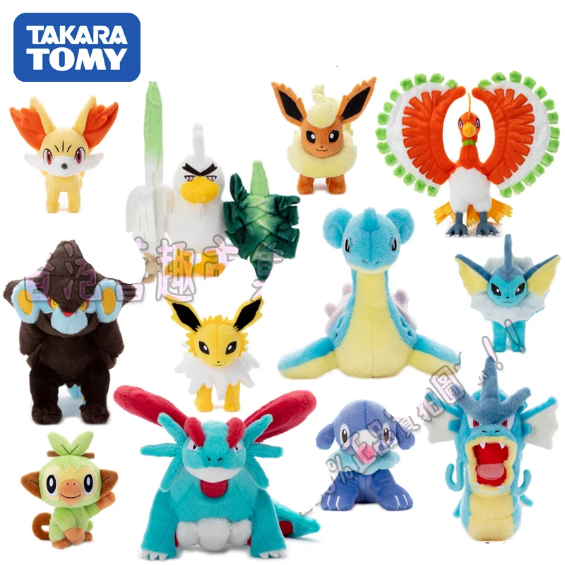 TAKARA TOMY Genuine Pokemon Scraggy Popplio Fennekin Vaporeon Jolteon Flareon Luxray Lapras Cute Plush Action Figure Model Toys | Игрушки и