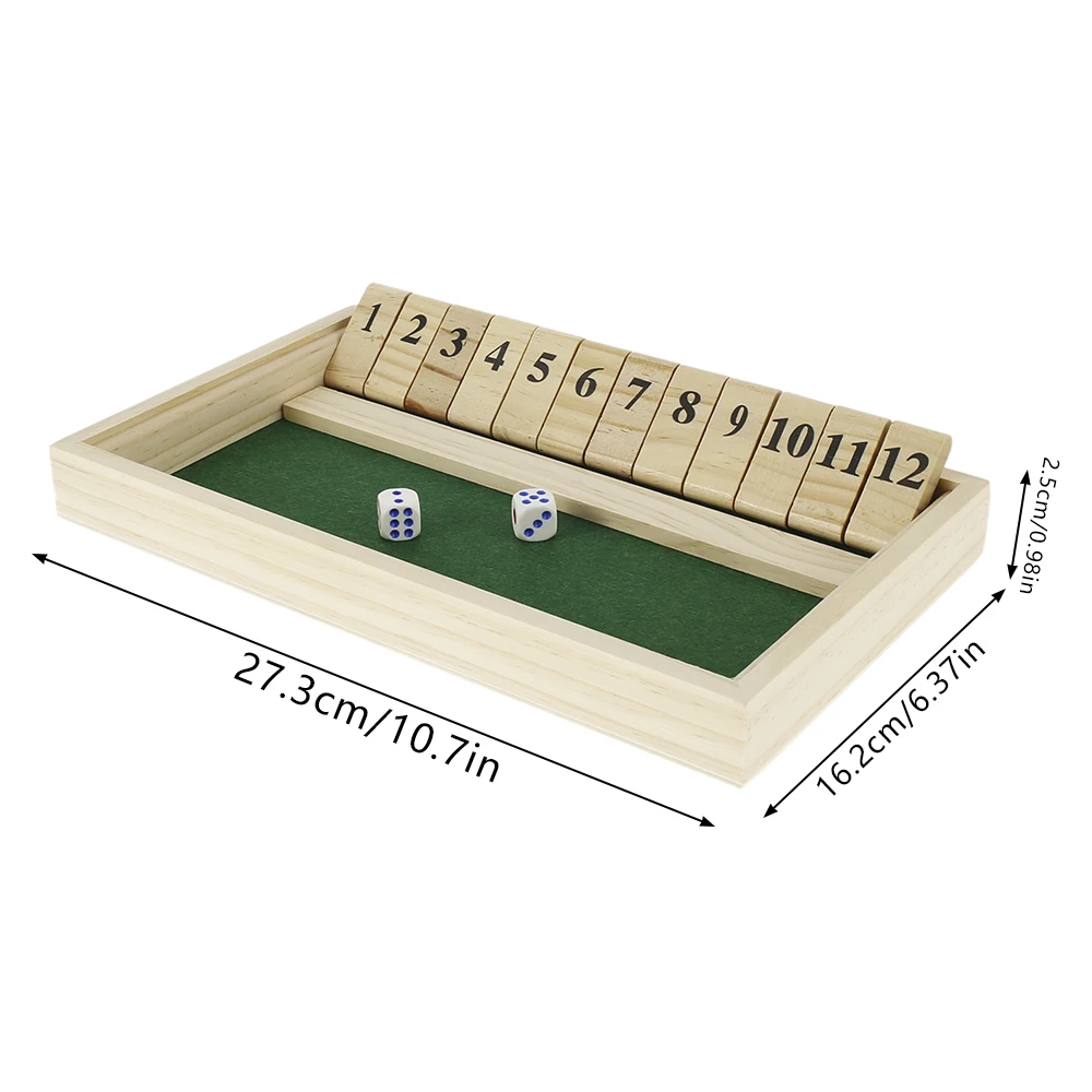 

Shut The Box Dice Game Digital 2 Players Board Games Wooden 12 Number 2 Drinking Game Entertainment Toy for Children Adults
