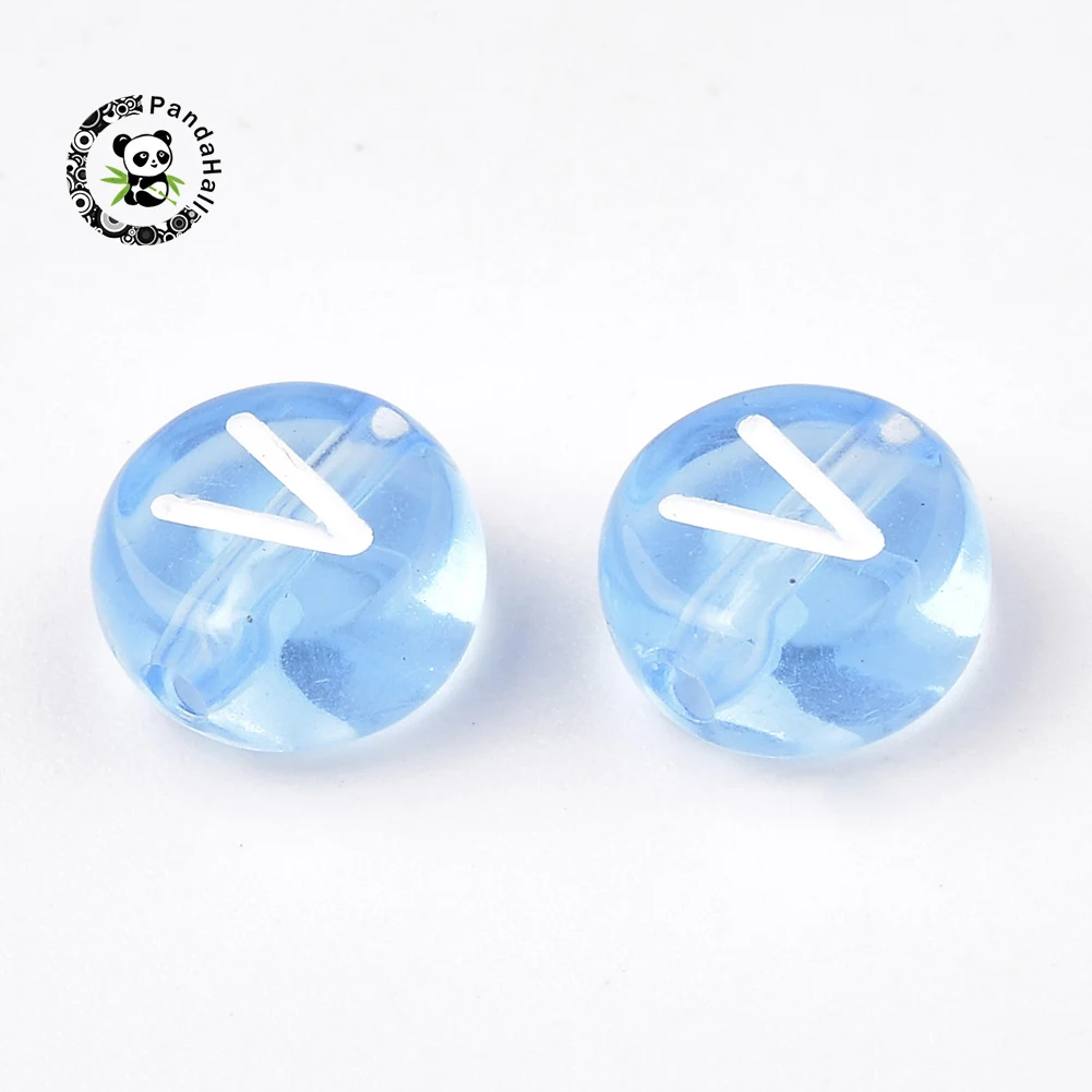 

7x4mm Mixed Letters Transparent Acrylic Mixed Color Flat Round Beads For DIY Jewelry Making , Hole: 1.5mm
