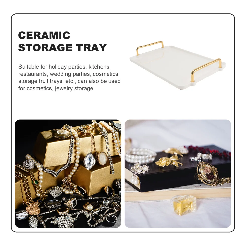

1Pc Storage Ceramic Plate Classic Exquisite Jewelry Storage Plate Container
