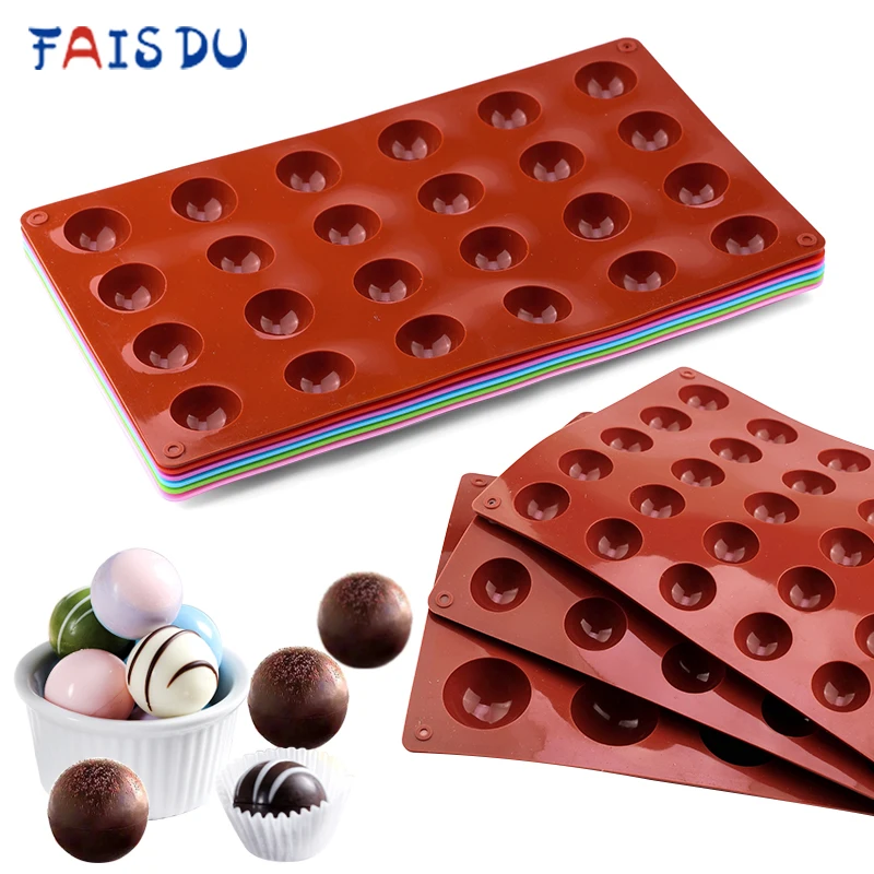 6 Colors 15/24/35 Holes Semicircle Pudding Mold Hemisphere Silicone Chocolate Mould Jelly Dessert Cake Baking Decorative Tools