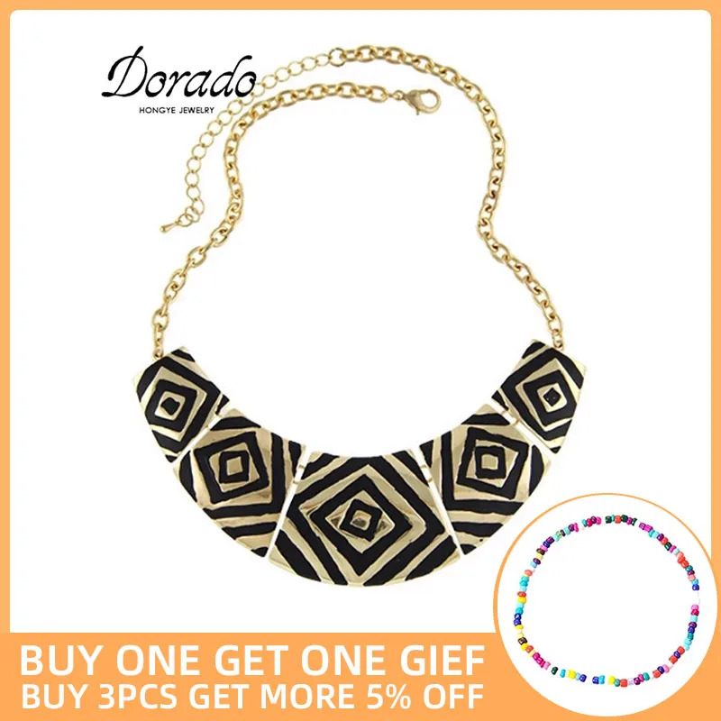 Dorado 2021 New Vintage Necklace for Women  Retro New Square Chunky Choker Statement Necklaces Fashion Jewelry collares Gift