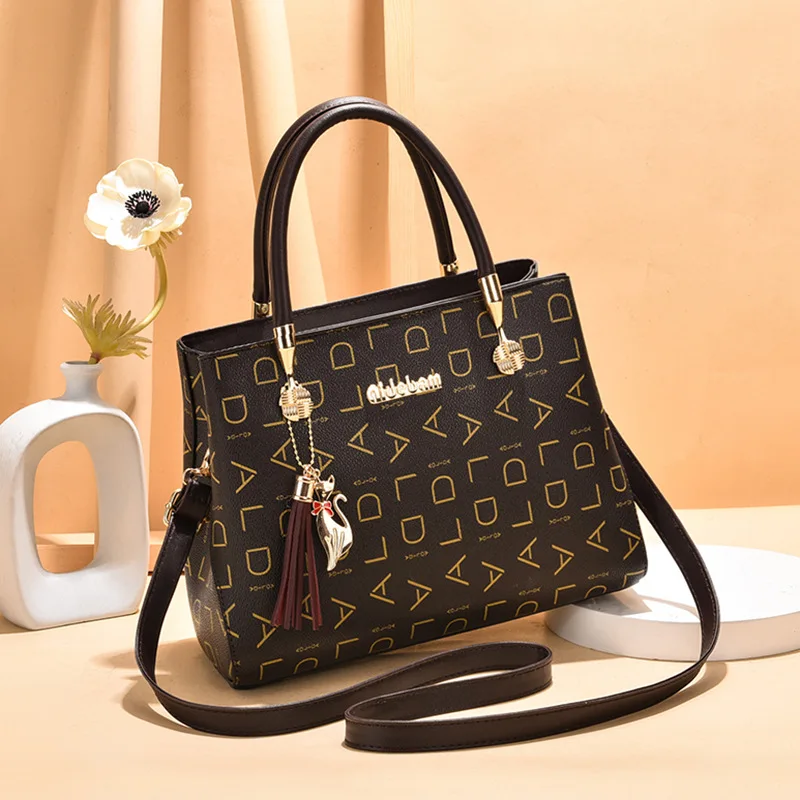 

Satchel Handbag PU Bag Temperament Large Capacity Lady's Messenger Bag Single Shoulder Bag Handbag Letter Printing Luxury Bags