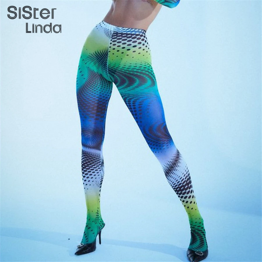 

Женские леггинсы с завышенной талией, сетчатые, с принтом тай-дай