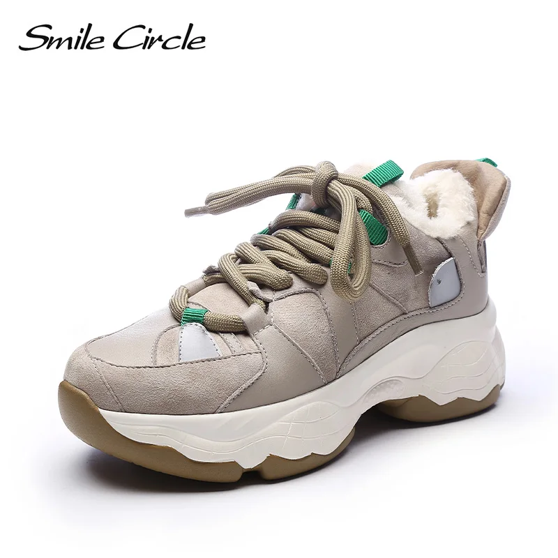 Женские зимние кроссовки Smile Circle Теплые повседневные меховые на плоской