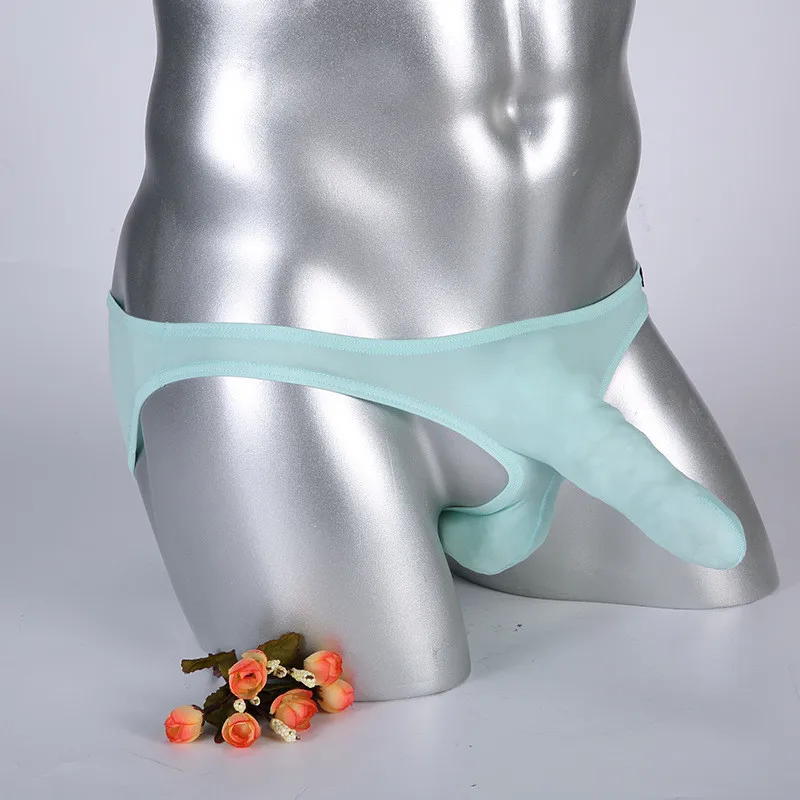 Мужские сексуальные трусики слоновий хобот под брюки G String Thong Мужское нижнее белье трусы пули разделительные новые купальники - Цвет: Light Blue