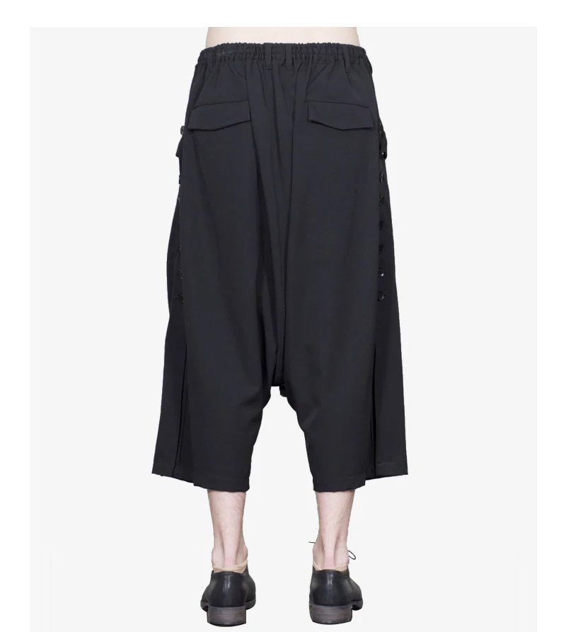 Брюки-шаровары мужские черные с застежкой сбоку | Мужская одежда