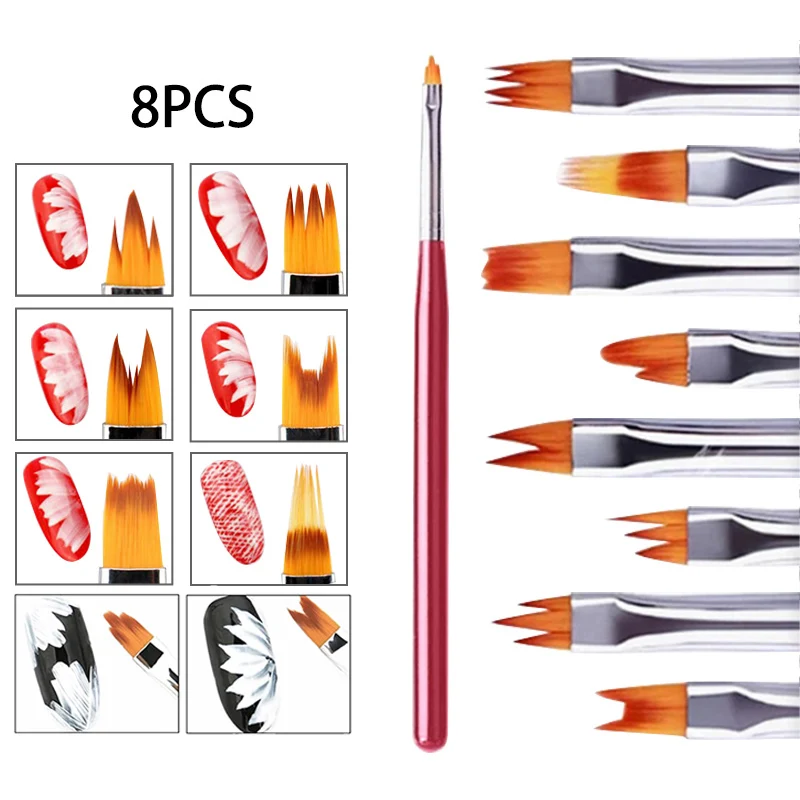 

8pcs Nail Bloom Flower Nail Art Brush Pen Gel UV Nail Painting Flower Drawing Pen KG66