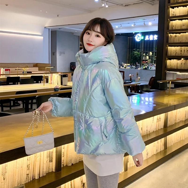 Women Winter Thick Coats Fashion Streetwear Hooded Outwear Windproof Warm Down Jackets 2023 Neon Color Jacket Hoodies Overcoat