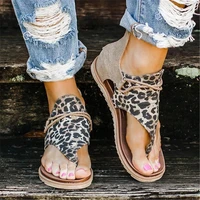 ladies leopard snake print summer sandals cross strap flat heels women casual zipper wearable gladiator sandals sandalias mujer