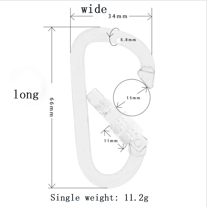 Открытый алюминиевый карабин Альпинизм безопасности d типа многофункциональная