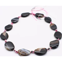2strandslot 17x23mm 19x27mm natural smooth black striped agate beads for diy necklace jewelry making loose 15 free shipping