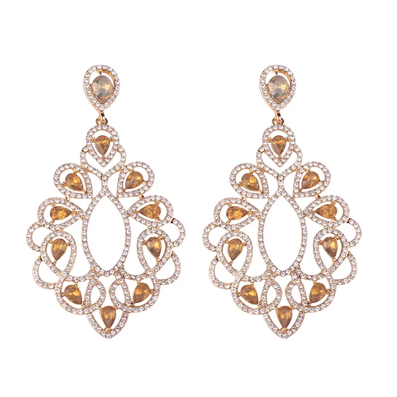 opal yellow Кристалл Опал Камень серьги в форме капли Стразы Золотой пирсинг серьги женские свадебные украшения Рождественский подарок - Окраска металла: opal yellow