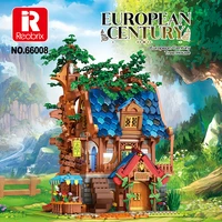 moc creative forest model european street view old tree house brick building blocks childrens educational toy holiday gift set