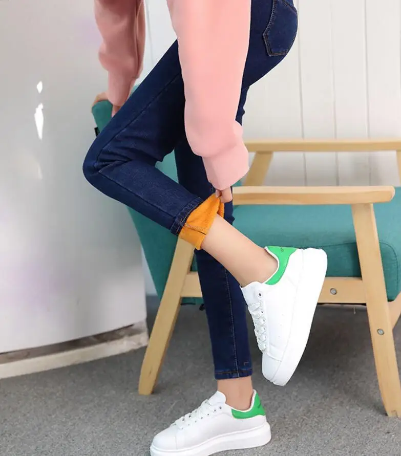 

High Quality Jeans Thick Women Fashion Stretch High Waist Pencil Pants Female Thin Casual Plus Size Plus Velvet Jeans Womens