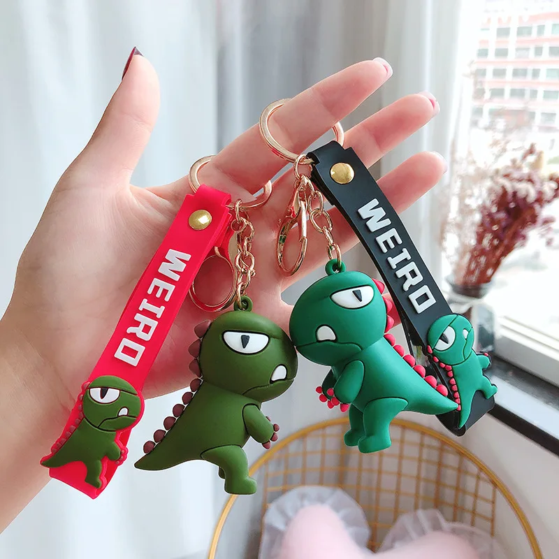 Симпатичный силиконовый брелок в виде динозавра из ПВХ с мультяшной куклой для